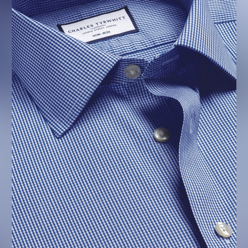 Charles Tyrwhitt Non-Iron Twill Puppytooth Shirt - 16.5/35